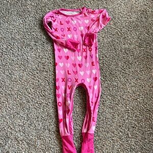 Pink Heart and Letter Print Kids One Piece